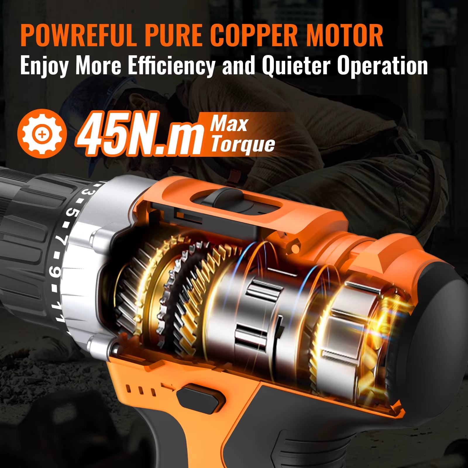 48VF Cordless Drill Combi Driver Electric Screwdriver Set with Battery Case Akkuschrauber Akku-Schlagbohrschrauber