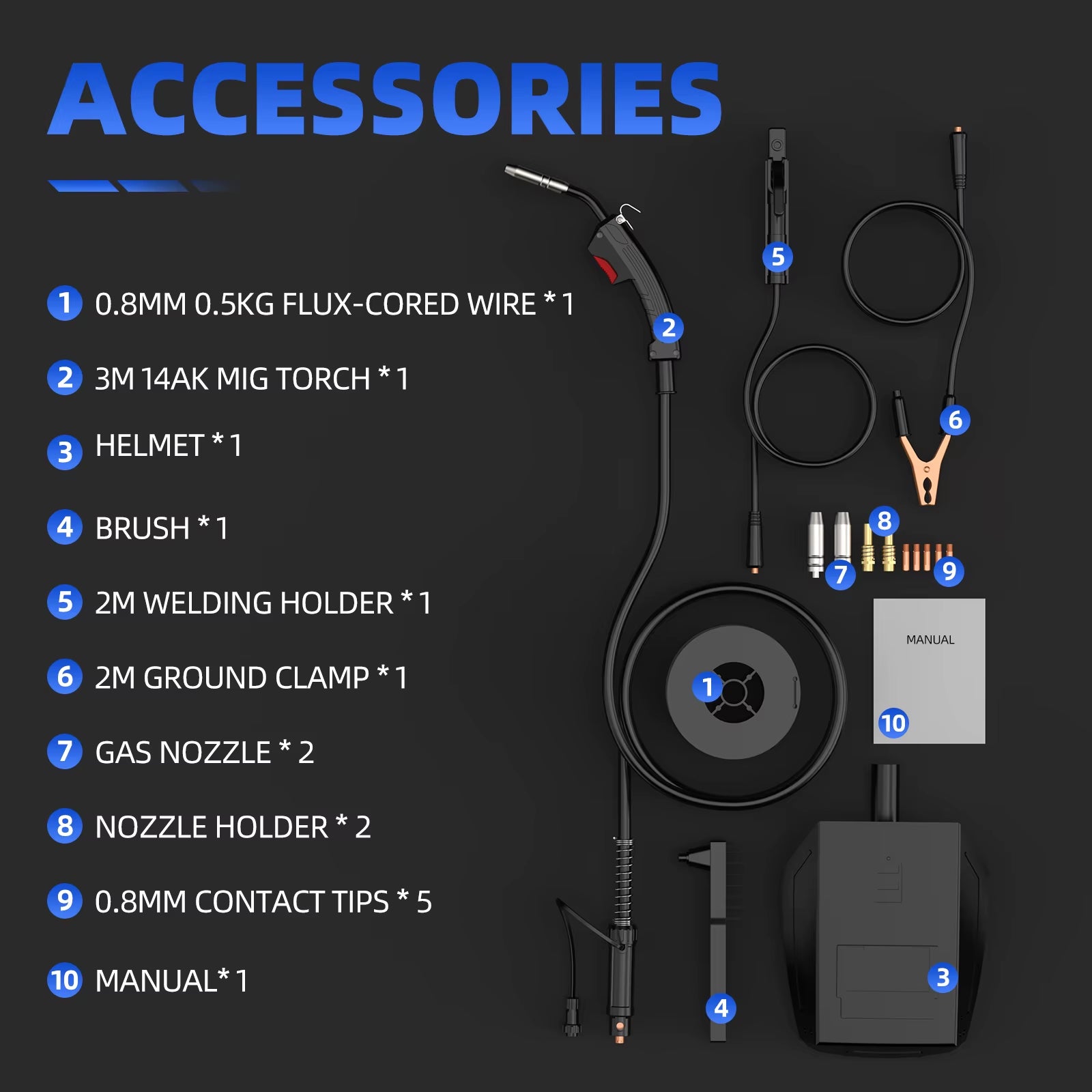 3 in 1 No Gas MIG Welder Mig/Mma/Lift TIG MIG200 Semi-Automatic Welding Machine with Flux Cored Wire Gasless