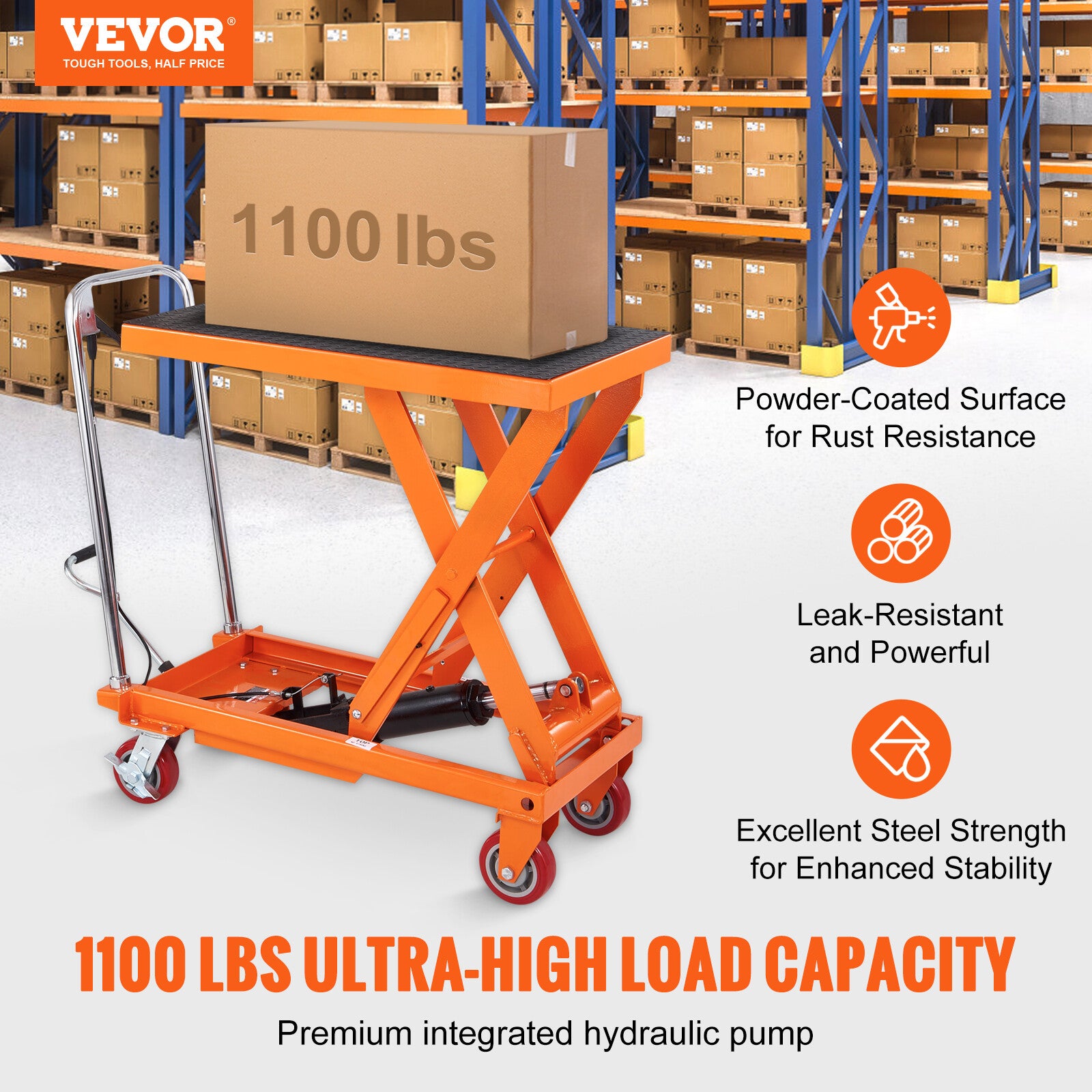 VEVOR 500 kg Hydraulic Scissor Lift Table